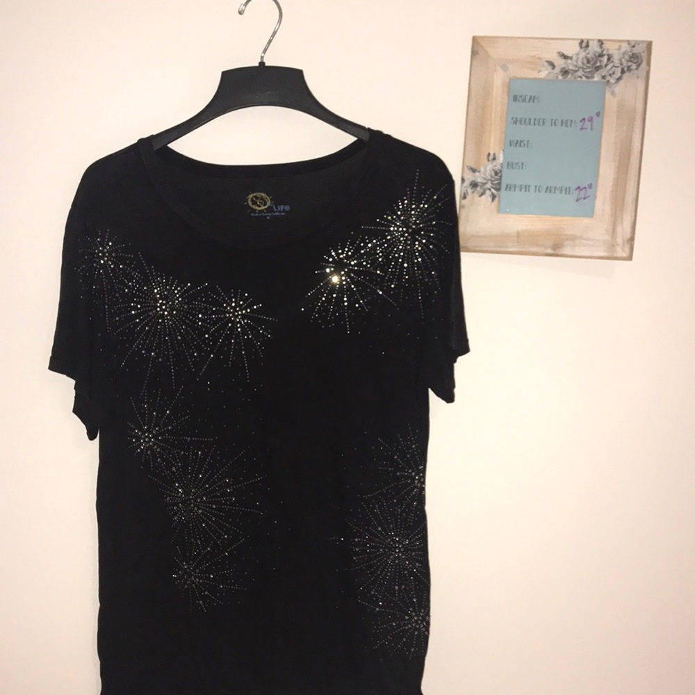 Blue Life 100% Modal bedazzled shirt